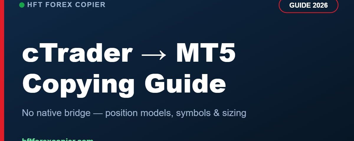 通过交易复制器将 cTrader 账户中的交易复制到 MT5 账户的示意图